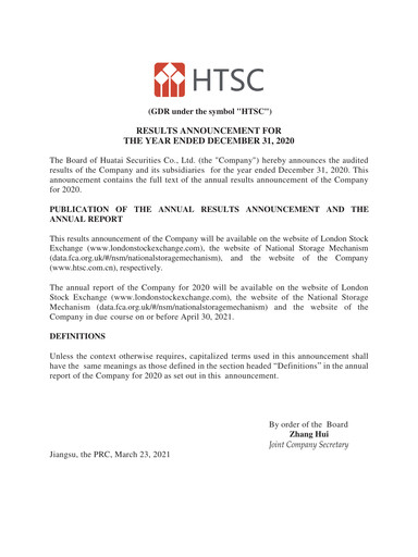 Thumbnail Huatai Securities Financial Report 2020