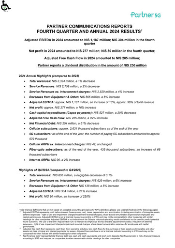 Vorschaubild Partner Communications Quartalsbericht 2024-q4