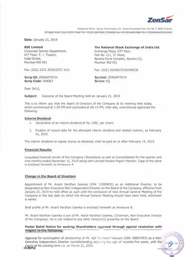 Thumbnail Zensar Quarterly Report 2018-2019-q3