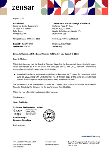 Thumbnail Zensar Quarterly Report 2022-2023-q1