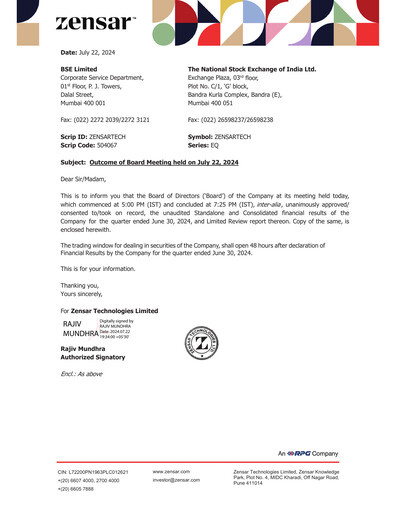 Thumbnail Zensar Quarterly Report 2024-2025-q1