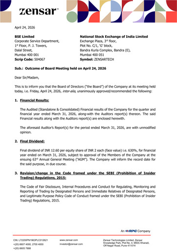 Thumbnail Zensar Quarterly Report 2025-2026-q4