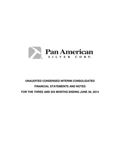 Thumbnail Pan American Silver
 Quarterly Report 2014-q2
