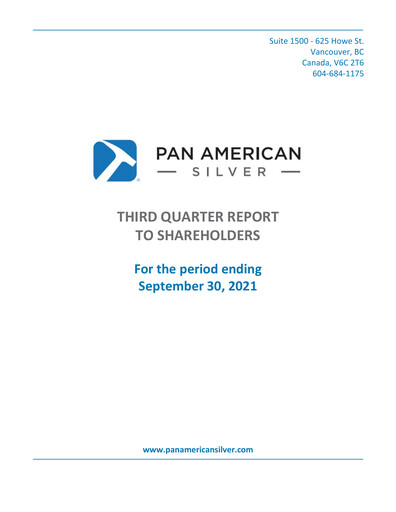 Thumbnail Pan American Silver
 Quarterly Report 2021-q3