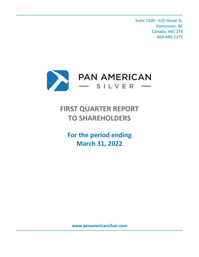 Thumbnail Pan American Silver
 Quarterly Report 2022-q1