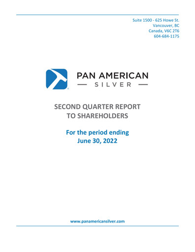 Thumbnail Pan American Silver
 Quarterly Report 2022-q2