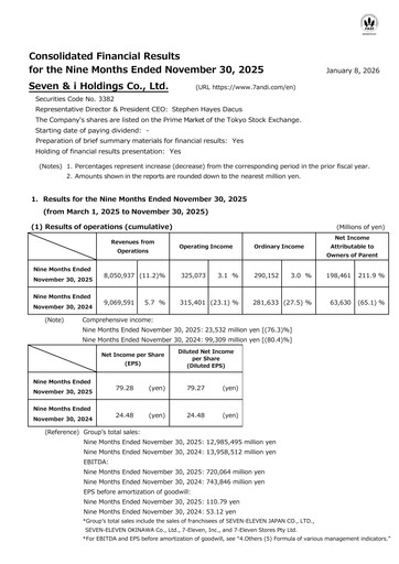 Thumbnail 7-Eleven Financial Statement 2025-9m