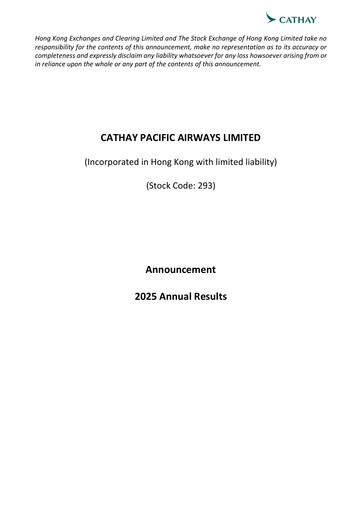 Thumbnail Cathay Pacific
 Financial Report 2025