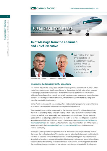 Thumbnail Cathay Pacific
 Sustainability Report 2012