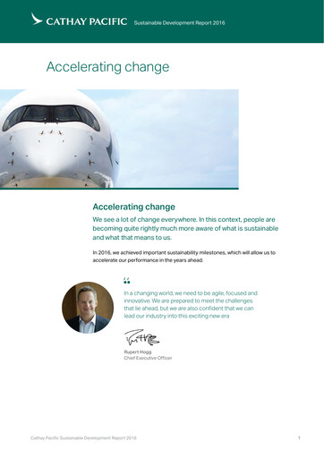 Thumbnail Cathay Pacific
 Sustainability Report 2016