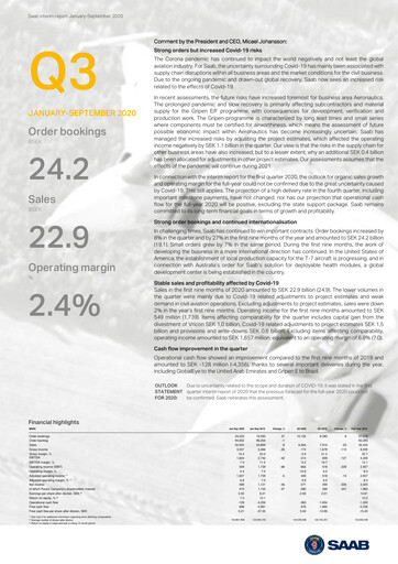 Miniature SAAB AB Rapport trimestriel 2020-q3