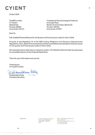 Vorschaubild Cyient
 Finanzbericht 2017-2018