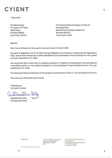 Vorschaubild Cyient
 Finanzbericht 2019-2020