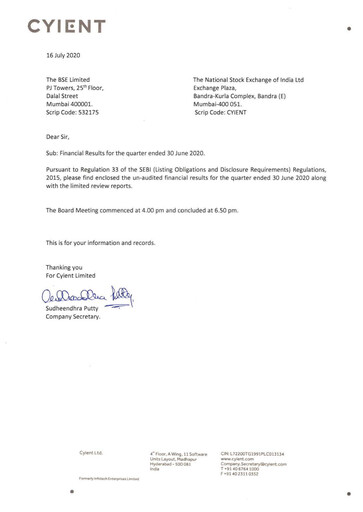 Vorschaubild Cyient
 Quartalsbericht 2020-q1