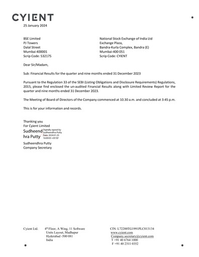Vorschaubild Cyient
 Quartalsbericht 2023-q3