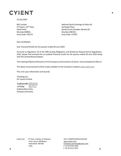 Vorschaubild Cyient
 Quartalsbericht 2024-q1
