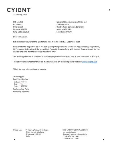 Vorschaubild Cyient
 Quartalsbericht 2024-q3