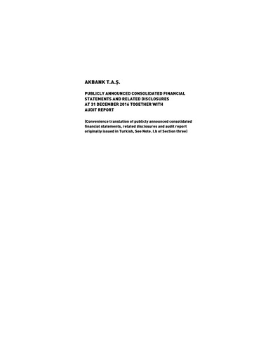 Thumbnail Akbank Financial Statement 2016