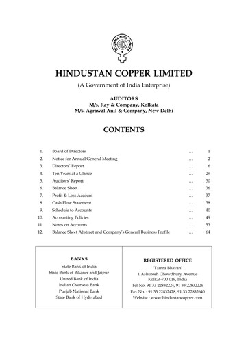 Miniature Hindustan Copper
 Rapport annuel 2009-2010