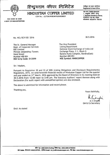 Thumbnail Hindustan Copper
 Financial Statement 2015-2016