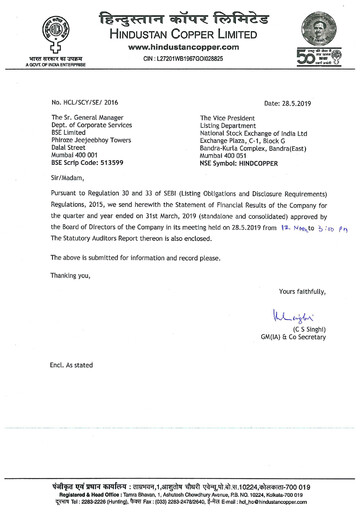 Thumbnail Hindustan Copper
 Financial Statement 2018-2019