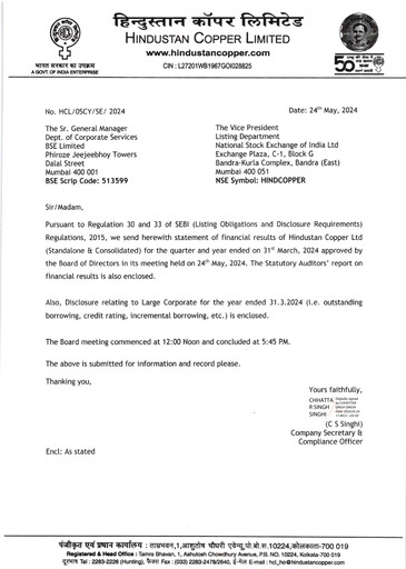 Thumbnail Hindustan Copper
 Financial Statement 2023-2024