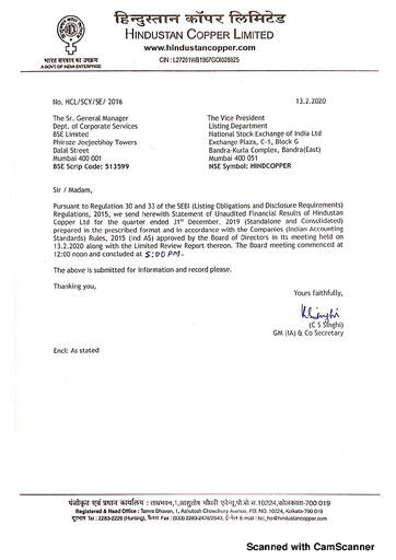 Miniature Hindustan Copper
 Rapport trimestriel 2019-q3