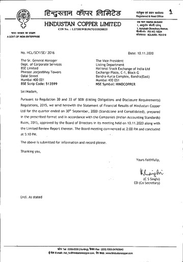 Miniature Hindustan Copper
 Rapport trimestriel 2020-q2