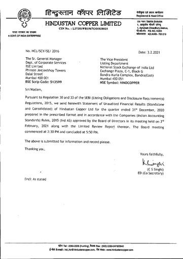 Miniature Hindustan Copper
 Rapport trimestriel 2020-q3