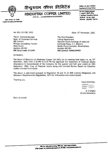 Miniature Hindustan Copper
 Rapport trimestriel 2022-q2