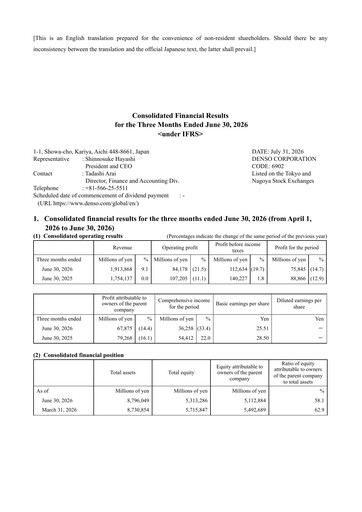 Thumbnail Denso Financial Statement 2027-q1