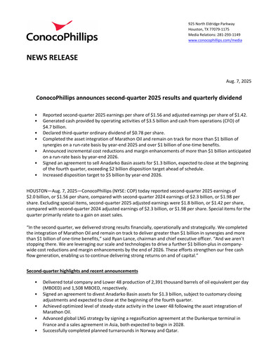 Miniature ConocoPhillips Rapport trimestriel 2025-q2