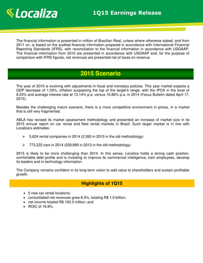 Thumbnail Localiza
 Quarterly Report 2015-q1