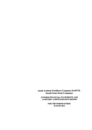Thumbnail Saudi Arabian Fertilizer Company
 Financial Statement 2013-h1