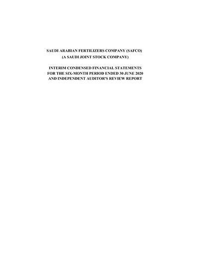 Thumbnail Saudi Arabian Fertilizer Company
 Financial Statement 2020-h1