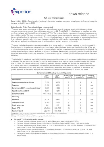 Thumbnail Experian Financial Report fy2020