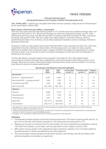 Thumbnail Experian Financial Report fy2022