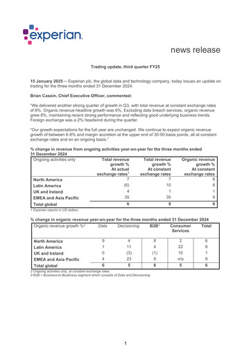 Miniature Experian Rapport trimestriel fy2025-q3