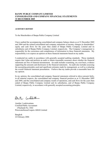 Thumbnail Banpu Public Company Financial Statement 2005