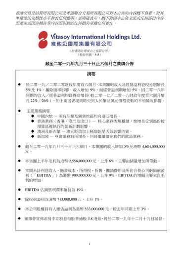 Thumbnail Vitasoy Half-year Report 2019-h1