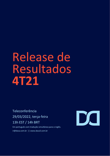 Thumbnail Diagnosticos da America (DASA) Quarterly Report 2021-q4