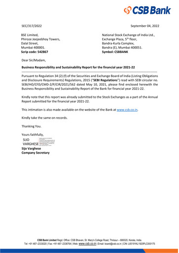 Thumbnail CSB Bank
 ESG Report 2021-2022