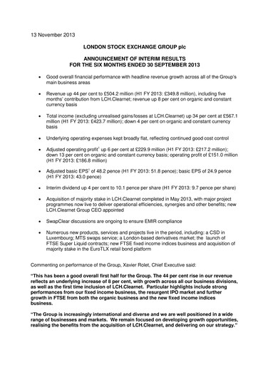 Thumbnail London Stock Exchange Half-year Report 2013-h1