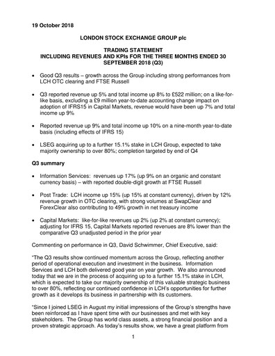 Thumbnail London Stock Exchange Quarterly Report 2018-q3