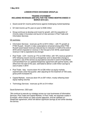 Thumbnail London Stock Exchange Quarterly Report 2019-q1