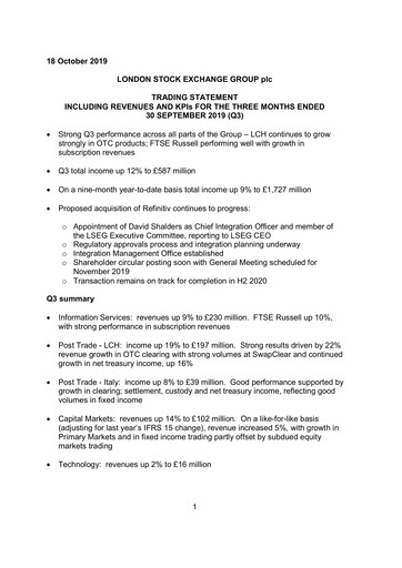 Thumbnail London Stock Exchange Quarterly Report 2019-q3