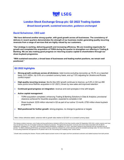 Thumbnail London Stock Exchange Quarterly Report 2022-q3