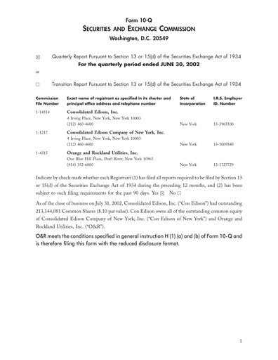 Thumbnail Consolidated Edison Quarterly Report 2002-q2