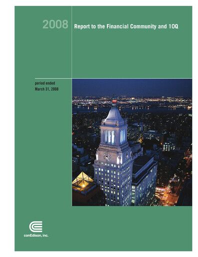 Thumbnail Consolidated Edison Quarterly Report 2008-q1