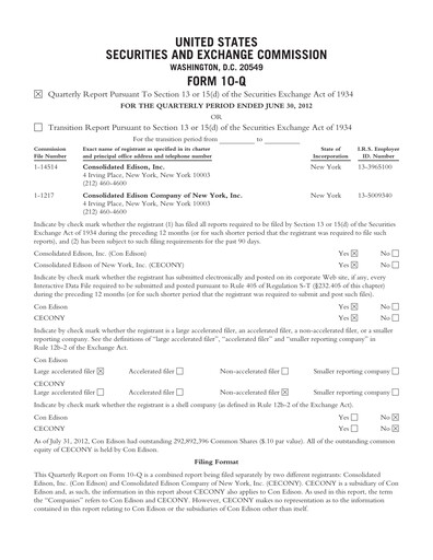 Thumbnail Consolidated Edison Quarterly Report 2012-q2